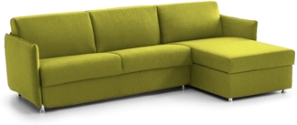 Dmora Schlafsofa mit Halbinsel Sumirago, Wandelbares Ecksofa für das Wohnzimmer, gepolstert, abnehmbar, 100 % Made in Italy-Qualität, 260x160 h90 cm, Grün