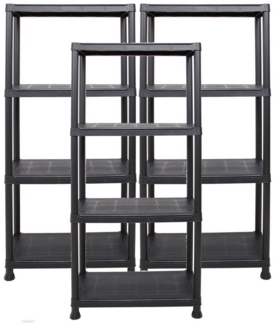 ONDIS24 Steckregal 3x Kunststoffregal, 60 x 30 x 135 (H) cm, 4 Böden, Schwerlastregal, bis zu 80 kg, Regal, Lagerregal - 3er Pack