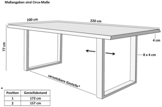 SAM® Esstisch Thoran, Holz-Optik Wildeiche, U-Metallgestell, Baumkante