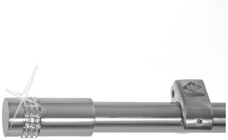 BASIT Gardinenstange Edelstahloptik 20mm mit Wandträgern 120 cm E38, Ø 20 mm, 1-läufig, verschraubt, Metall, D50R 120 cm E38 Zylinder mit Kristall
