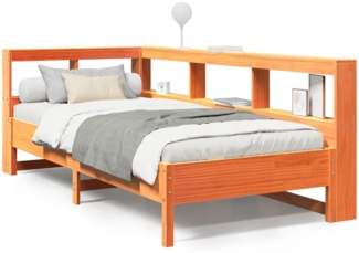 vidaXL Massivholzbett mit Regal ohne Matratze Wachsbraun 75x190 cm 3324447