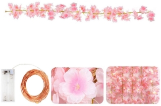 MUPOO LED-Lichterkette LED Nachtlicht 20LEDs Girlande,200cm Kunstblume Kirschblüten, Batterie, LED Dekolicht für Blumengirlande Rose