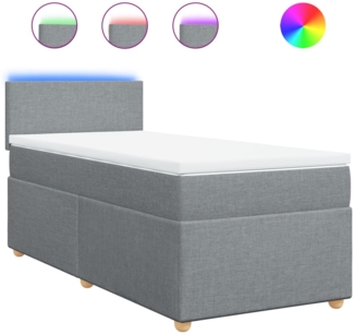 vidaXL Boxspringbett mit Matratze Hellgrau 100x200 cm Stoff 3288884