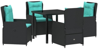 vidaXL Garten Essgruppe 5 pcs Schwarz Poly Rattan 3381038