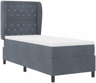 vidaXL Boxspringbett mit Matratze Dunkelgrau 80 x 200 cm Samt 3340845