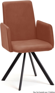 Armlehnstuhl (2er-Set) Daune 52 x 92 x 60 Schwarz/Cognac