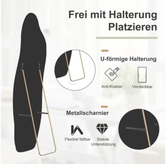 FUROKOY Ganzkörperspiegel Standspiegel mit Kristall-Samt Rahmen und verstarktem Glas, Asymmetrisch Wandspiegel,140x45cm,Schwarzer Rahmen