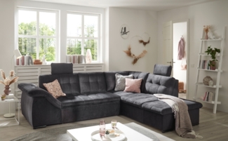 Schlafsofa Estrella von Ed Exciting Design – mit Bettkasten, variablen Kopfstützen und Schlaffunktion Farbe Schwarz