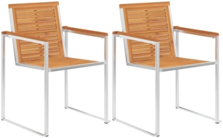 vidaXL Gartenstühle mit Kissen 2 Stk. Massivholz Akazie und Stahl 3061498