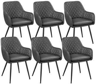 Yaheetech Esszimmerstuhl Küchenstühle (6 St), Stuhl-Set Polsterstühle mit Armlehnen und Metallbeine