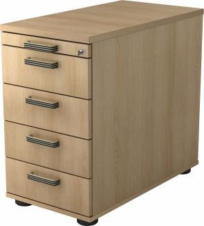 bümö Schreibtisch Schrank abschließbar, Schubladenschrank Holz in Eiche, Container mit Schubladen - Schubladen Schrank Büro, Schreibtisch Container od. Schreibtisch Kommode mit Streifengriffe, SC50-E-E-SG