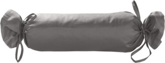 Mako Satin / Baumwollsatin Nackenrollen Bezug uni / einfarbig dunkelgrau 15x40 cm mit Bändern