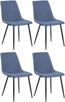 CLP 4er Set Esszimmerstühle mit Metallgestell,blau