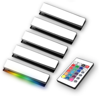 kalb LED Glaskantenbeleuchtung LED RGB Glaskantenbeleuchtung Vitrinenbeleuchtung Clip Glas, 5er Set