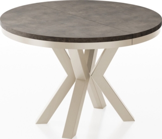 WFL GROUP Esstisch Clara Cashmere (erhältlich in zwei Größen – 100/120 cm, ausziehbar auf 180/200 cm), platzsparender Industrial Tisch in Holzoptik für Wohnzimmer oder Küche