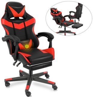 LOVONLIVE Gaming Chair Ergonomischer Gaming Stuhl mit Fußstütze,Massagekissen&165°Rückenlehne (Ergonomischer Gaming Stuhl mit Massage-Lendenkissen und Fußstütze), Verstellbare Rückenlehne 90°-165°, Massagekissen, bis 150 kg Belastu