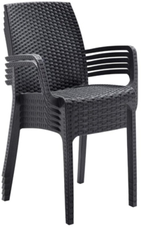 Bica Verona Gastronomie Stuhl 5er Set mit Armlehnen | Graphit | Gartenstuhl | Wetterfest