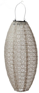 MARELIDA LED Lampion Solar Gartenlampion oval mit Blumenmuster beige H:40cm Balkon Terrasse, LED Classic, warmweiß (2100K bis 3000K)