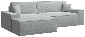 Selsey 'Farese New' Ecksofa mit Schlaffunktion, Chenille-Bezug in Hellgrau, linksseitig, 85 x 267 x 167 cm