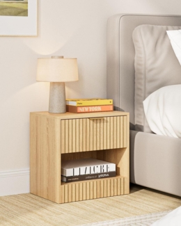 HEYZOEY Nachttisch Eiche Holz Schublade Klein Beistelltisch 39x39x28cm