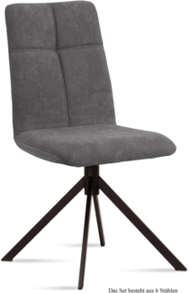 Esszimmerstuhl (6er-Set) Drona 47 x 92 x 60 Schwarz/Grau