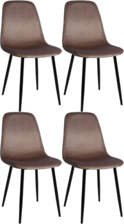 DELUKE® Esszimmerstühle 4er Set MOVI - Braun Samt, Metall 88x44x51cm Strapazierfähiger & pflegeleichter Bezug Esszimmerstuhl Stuhl Esszimmer Küchenstühle Wohnzimmerstühle