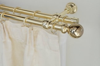 GARESA Gardinenstange ANDREA, Ø 20 mm, 2-läufig, Wunschmaßlänge, verschraubt, Metall, Vorhanggarnitur, verlängerbar, Endknopf Kugel lang, mit Ringen