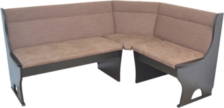 Attraktive Eckbank mit Stauraum, Schenkel 165x125 cm, schwarz, Bezug braun