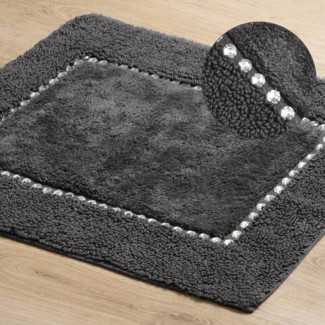 Eurofirany Teppich CHICK Eleganter Teppich Design Badematte Badeteppich Kristalle, dekorativer Bettvorleger 50x70 cm 60x90 cm Baumwolle