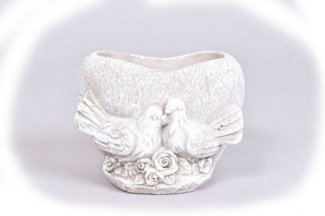 Annimuck Pflanzkübel Beton Herz zum Bepflanzen Tauben Rosen 15 x 12 x 12 cm grau Grabdeko (1 St)