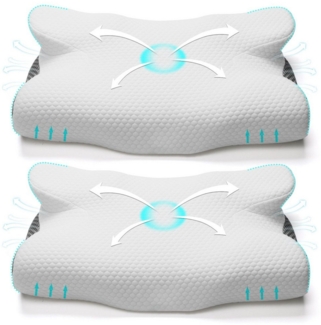 MULISOFT Nackenstützkissen Kopfkissen aus Memory Schaum 12cm Schlafkissen Nackenstützkissen, Füllung: Memory-Foam, Rückenschläfer, Seitenschläfer, Bauchschläfer, Ergonomisches Kissen, Nackenstützkissen gegen Nackenschmerzen