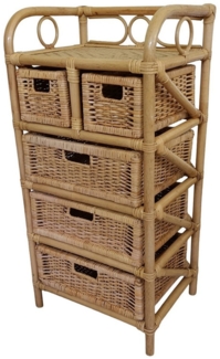Rattani Standregal Rattanregal mit 3+2 Schüben, Korbregal mit Schub Fb. honig