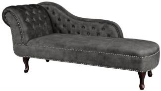 Chesterfield Chaiselongue Dunkelgrau / Braun aus dem Hause Casa Padrino - Wohnzimmer Liege Sofa