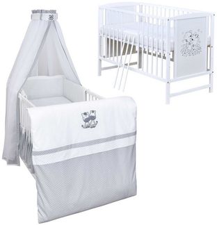 Baby-Delux Komplettbett Babybett Mia Komplettset, 10-tlg, Kinderbett 60x120 cm weiß, Bettset verschiedene Designs