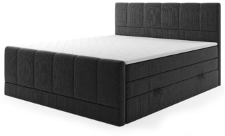 M-Punkt24 Boxspringbett Ibiza (Grau oder Schwarz, Liegefläche 180x200 cm, inkl. 7 Zonen Taschenfederkernmatratze), mit Bettkasten, Topper, Fußteil