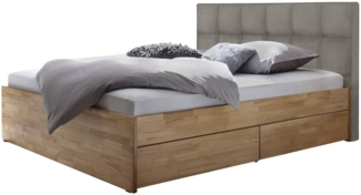 Hasena pronto - Wood Otello Massivholzbett 160x200 Kernbuche natur, geölt 335-Pepe grey