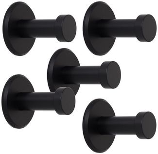 SO-TECH® Kleiderhaken Garderobenhaken TALEA Edelstahl massiv inkl. Montagematerial, (5-St), Ø 10 / 15 mm, Länge 30 mm, Gesamtlänge 33 mm, schwarz elox