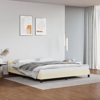 vidaXL Bettgestell mit Kopfteil, Kunstleder, Creme, 160x200 cm