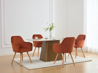 Vente-unique - Stuhl mit Armlehnen - Samt & Metall in Holzoptik - Terracotta - ELEANA