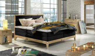 99rooms Emerald Boxspringbett Kunstleder MADRYT Schwarz 200x200 cm Bonell-Federung Bonell-Federung