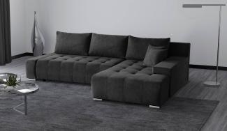 Beautysofa Ecksofa Draco L, Grau, Dunkelgrau, inkl. Wellenfedern Ecke mit Einfügung, Polstersofa mit Schlaffunktion, L-Form Ecksofa mit Bettkasten