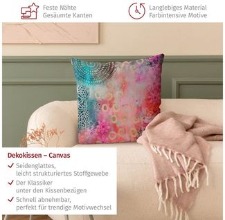 Bilderdepot24 Dekokissen drinnen Kissenhülle/ Sofakissen/ Zierkissen Kissenhülle pink Muster Mo, Bezug Aquarell mit / ohne Füllung Zierkissen Outdoor Sofa Bett