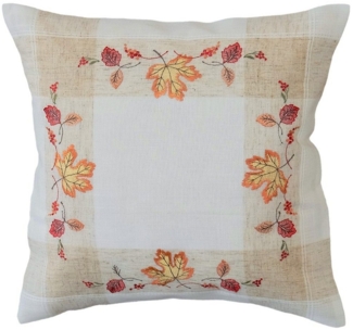 matches21 HOME & HOBBY Kissenbezüge Kissen-Bezug MELINA Blätter Herbst Stick Leinen-Mix 40x40 cm, (1 Stück), Wohnzimmer Kissen-Hülle als Deko-Kissen Zier-Kissen Sofa-Kissen