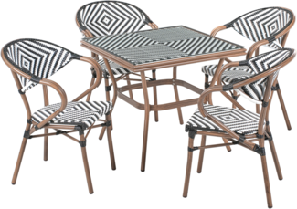 Gartenmöbel Set 4-Sitzer RIFREDDO Polyrattan Schwarz Weiß