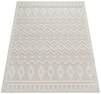 KADIMA DESIGN Teppich Struktur Wohnzimmer schmutzabweisend Teppich Kurzflor, Läufer, Höhe: 14 mm, Florhöhe: 10 mm, 100% Polypropylen, Läufer, 80x150 cm, Creme