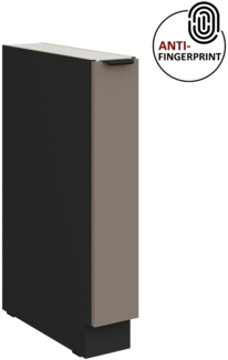 Küchen Unterschrank Schrankauszug 15 cm Küche ARIA Sandgrau ultra matt + Schwarz matt, hochwertige Fronten mit Anti Fingerprint Beschichtung Küchenzeile Küchenblock