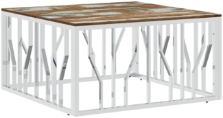 vidaXL Couchtisch Silbern Edelstahl und Altholz Massiv 350064