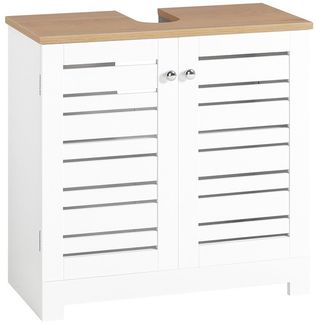 SoBuy BZR40-W Waschbeckenunterschrank, MDF, Lackiert, Weiß, 59 x 59 x 30 cm