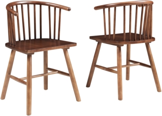 Esszimmerstuhl Stami 2er Set Holz Walnussoptik [en. casa]