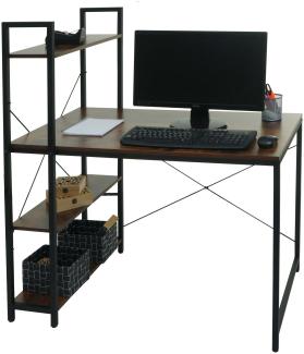 Schreibtisch mit Regal HWC-K81, Laptoptisch Bürotisch Arbeitstisch, 100x60cm Metall MDF ~ braun